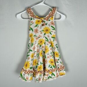 Elanor Rose White and Yellow Sunflower Floral Everly Dress -Size 6/7